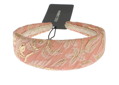 Pink Gold Brocade Silk Headband