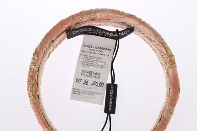 Pink Gold Brocade Silk Headband