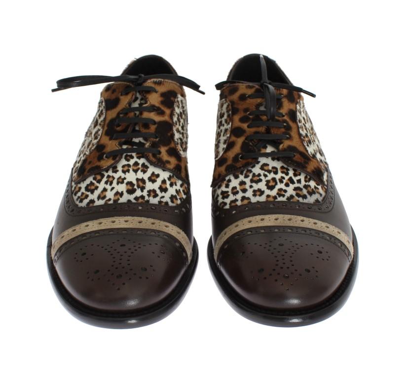 Brown Leather Pony Hair Oxford Shoes