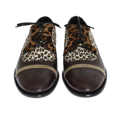 Brown Leather Pony Hair Oxford Shoes