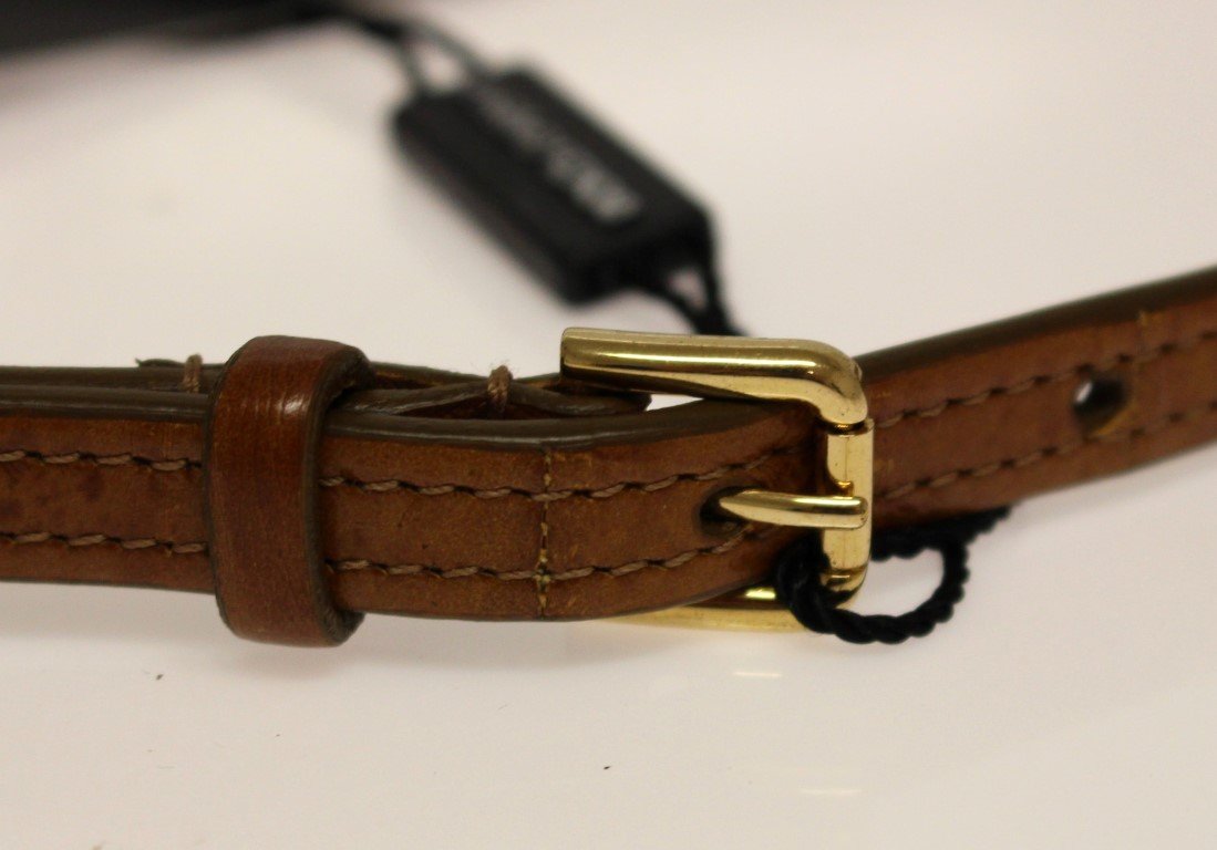 Brown Eel Leather Logo Belt