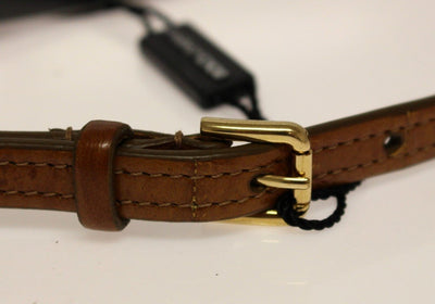 Brown Eel Leather Logo Belt