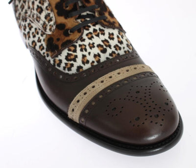 Brown Leather Pony Hair Oxford Shoes