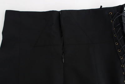 Black Pleated Laced Skirt