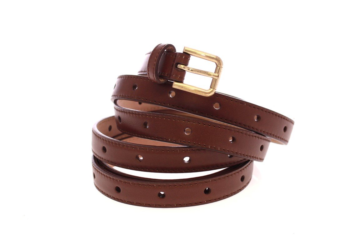 Brown Leather Logo Waist Belt