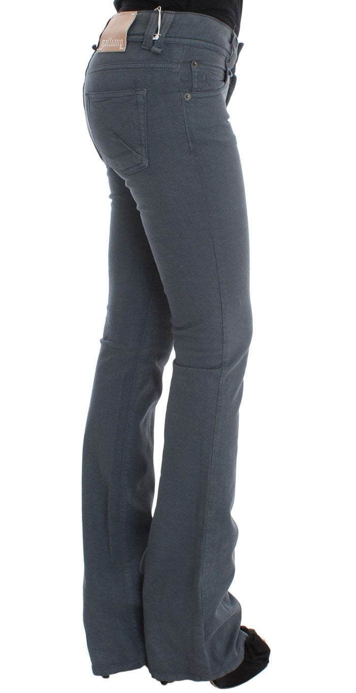 Blue Cotton Blend Slim Fit Bootcut Jeans