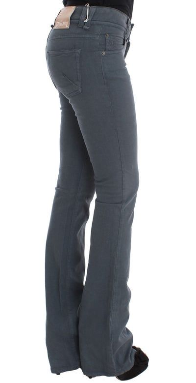 Blue Cotton Blend Slim Fit Bootcut Jeans