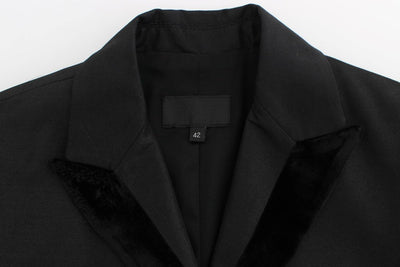Black One Button Three Piece Suit
