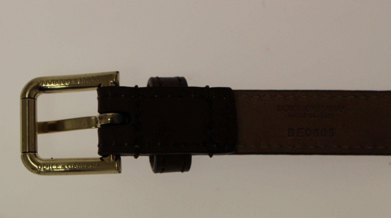 Brown Leather Logo Waist Belt