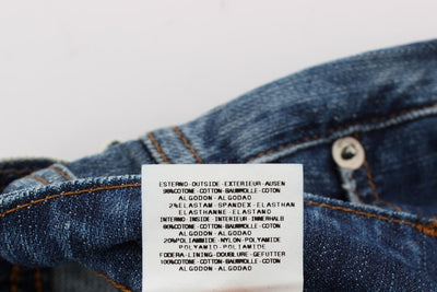 Blue Wash Cotton Blend Slim Fit Bootcut Jeans