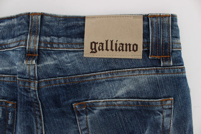 Blue Wash Cotton Blend Slim Fit Bootcut Jeans