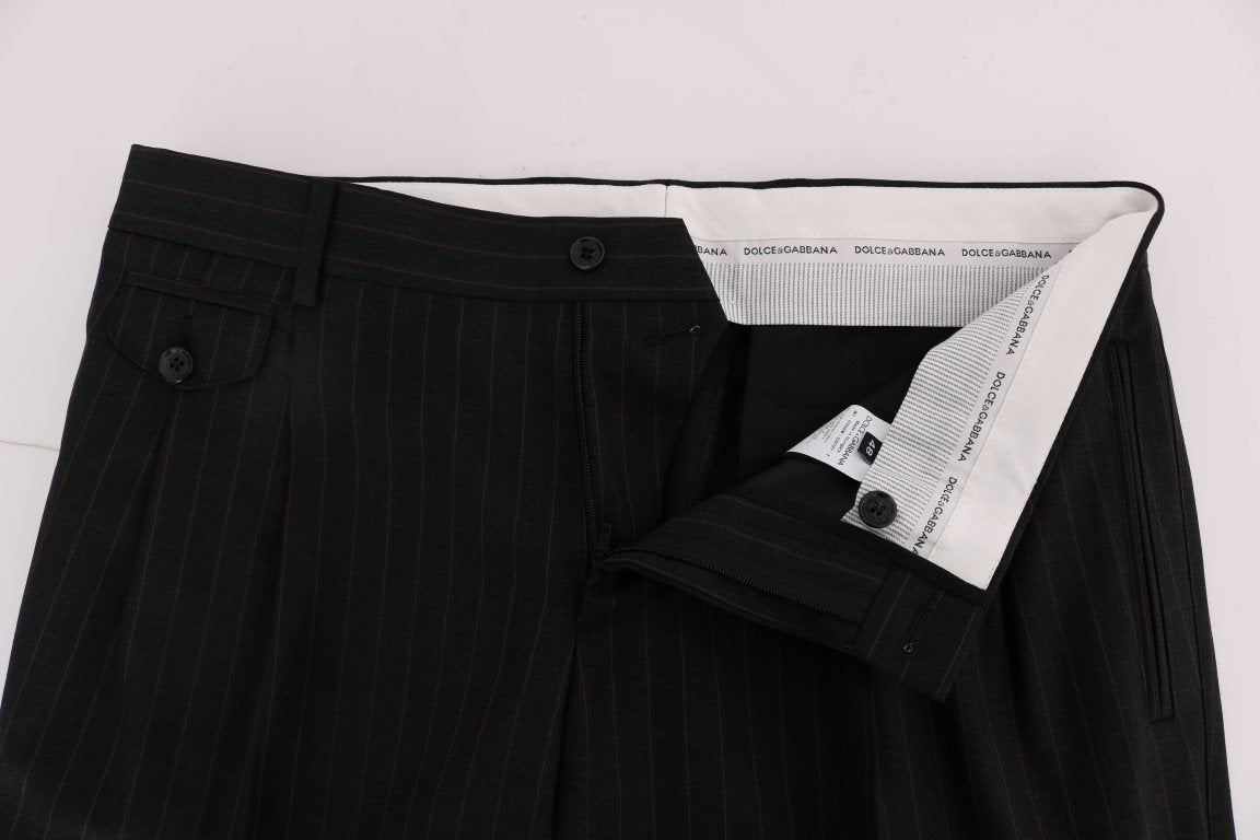 Gray Striped Wool Stretch Pants