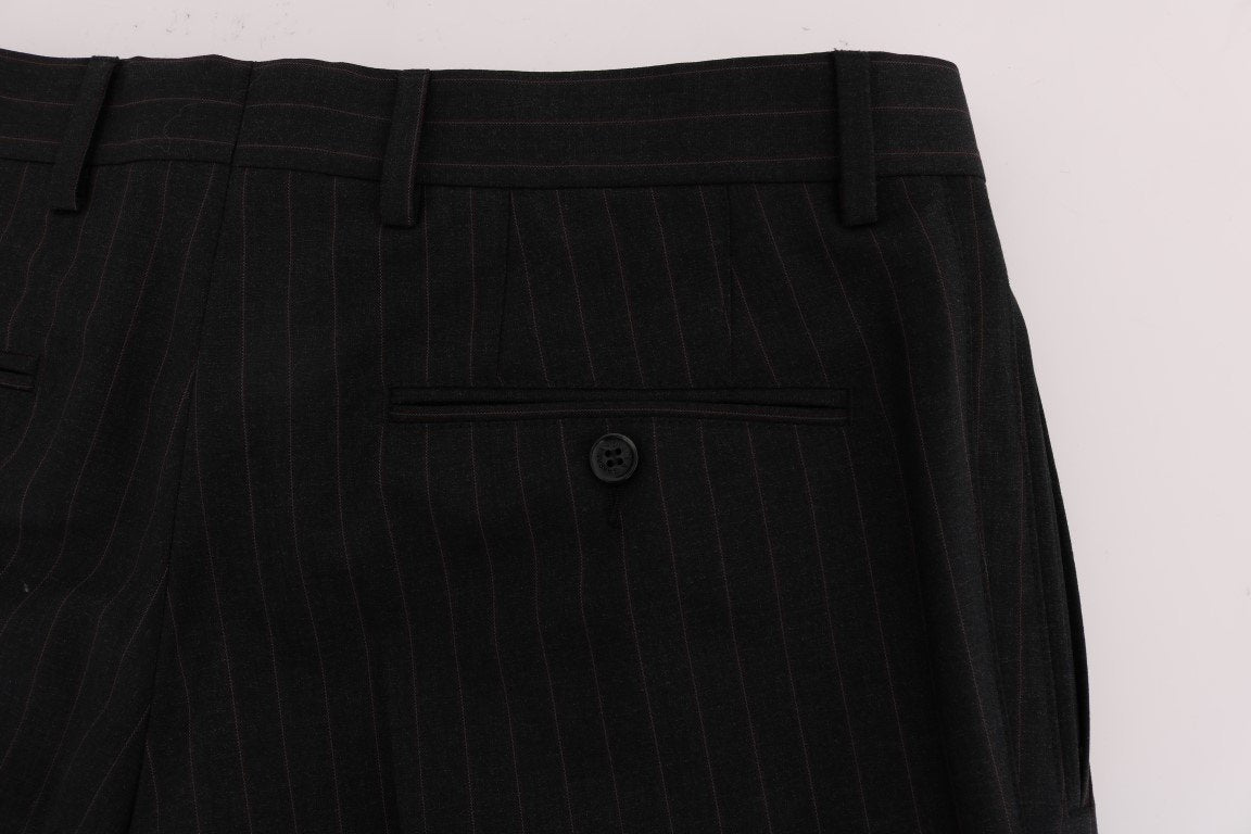 Gray Striped Wool Stretch Pants