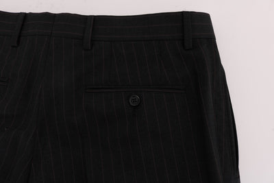Gray Striped Wool Stretch Pants