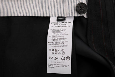 Gray Striped Wool Stretch Pants