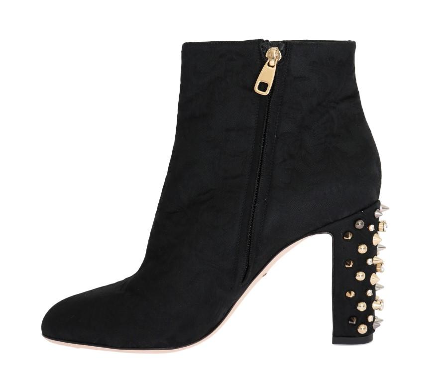 Black Canvas Floral Crystal Boots