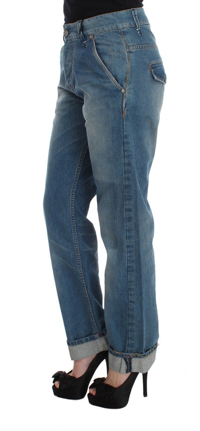 Blue Cotton Loose Fit Boyfriend Jeans