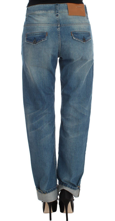 Blue Cotton Loose Fit Boyfriend Jeans