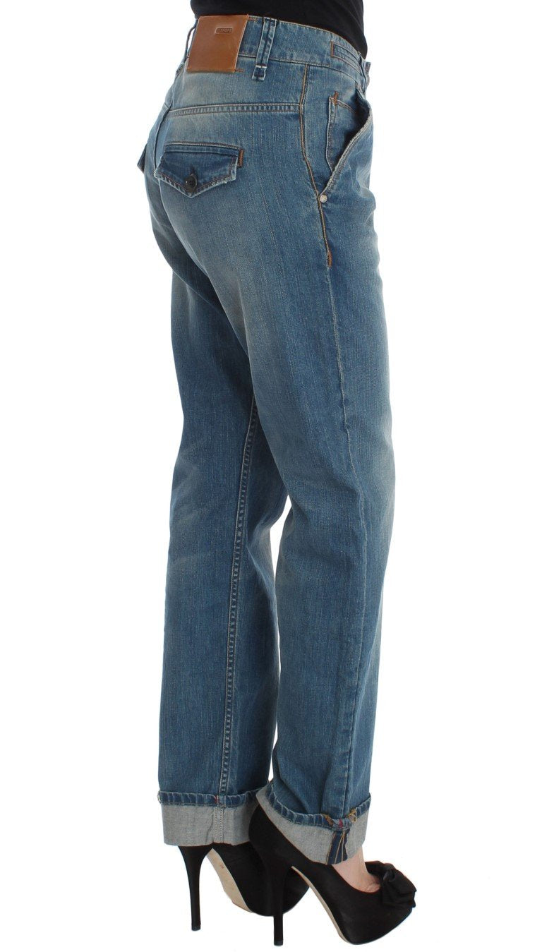 Blue Cotton Loose Fit Boyfriend Jeans
