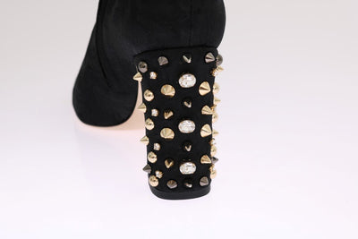 Black Canvas Floral Crystal Boots