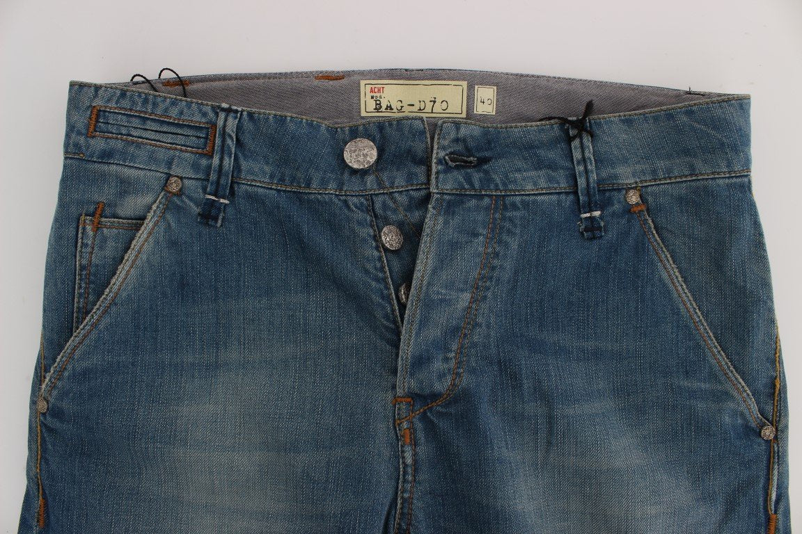 Blue Cotton Loose Fit Boyfriend Jeans
