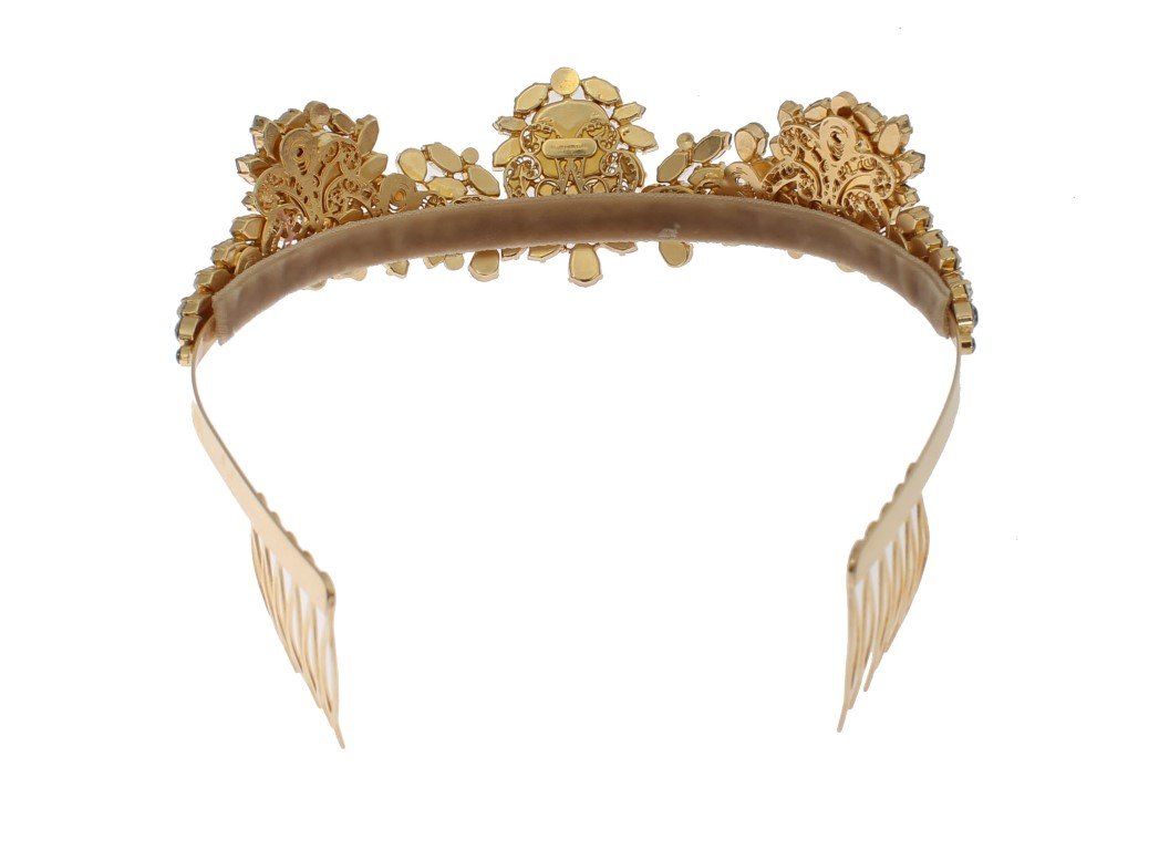Gold Brass Crystal Sicily Diadem NATALE Crown
