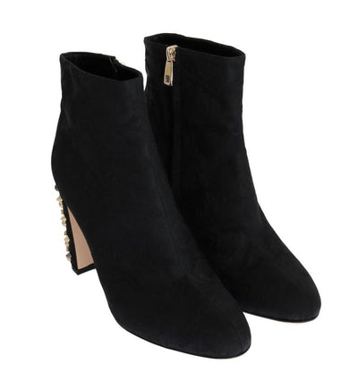 Black Canvas Floral Crystal Boots