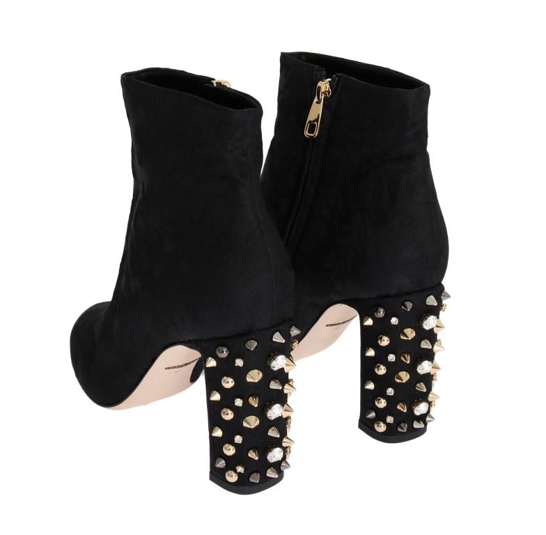 Black Canvas Floral Crystal Boots
