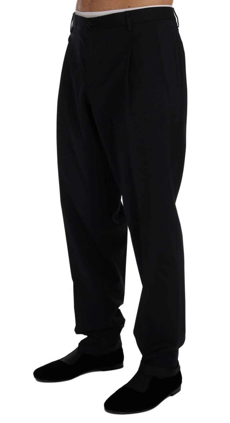 Blue Striped Wool Stretch Pants