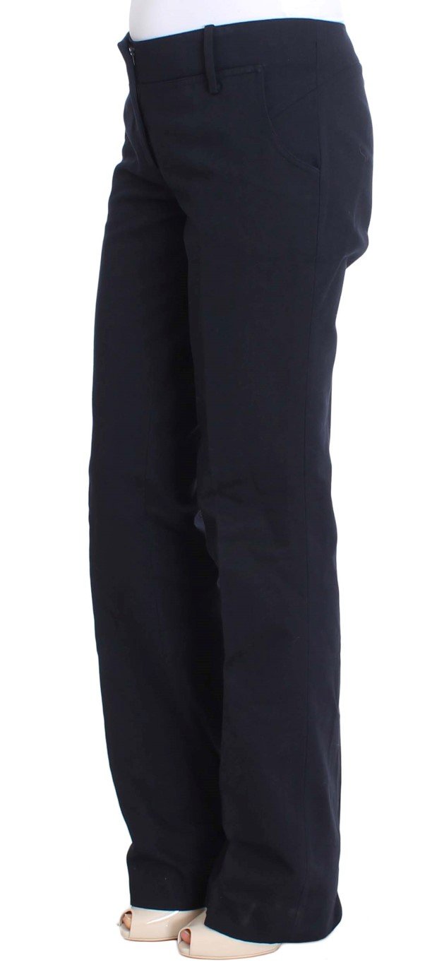 Blue Cotton Silk Dress Formal Pants