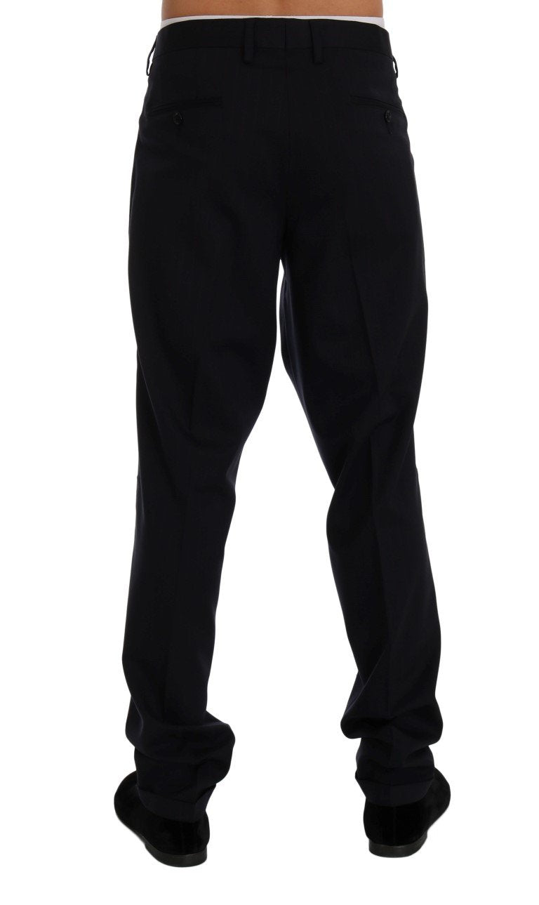 Blue Striped Wool Stretch Pants