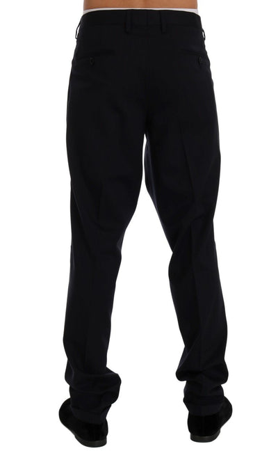 Blue Striped Wool Stretch Pants
