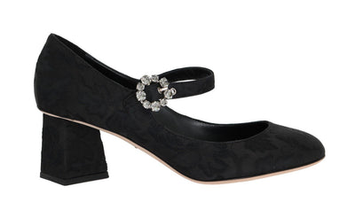 Black Canvas Leather Mary Janes Shoes