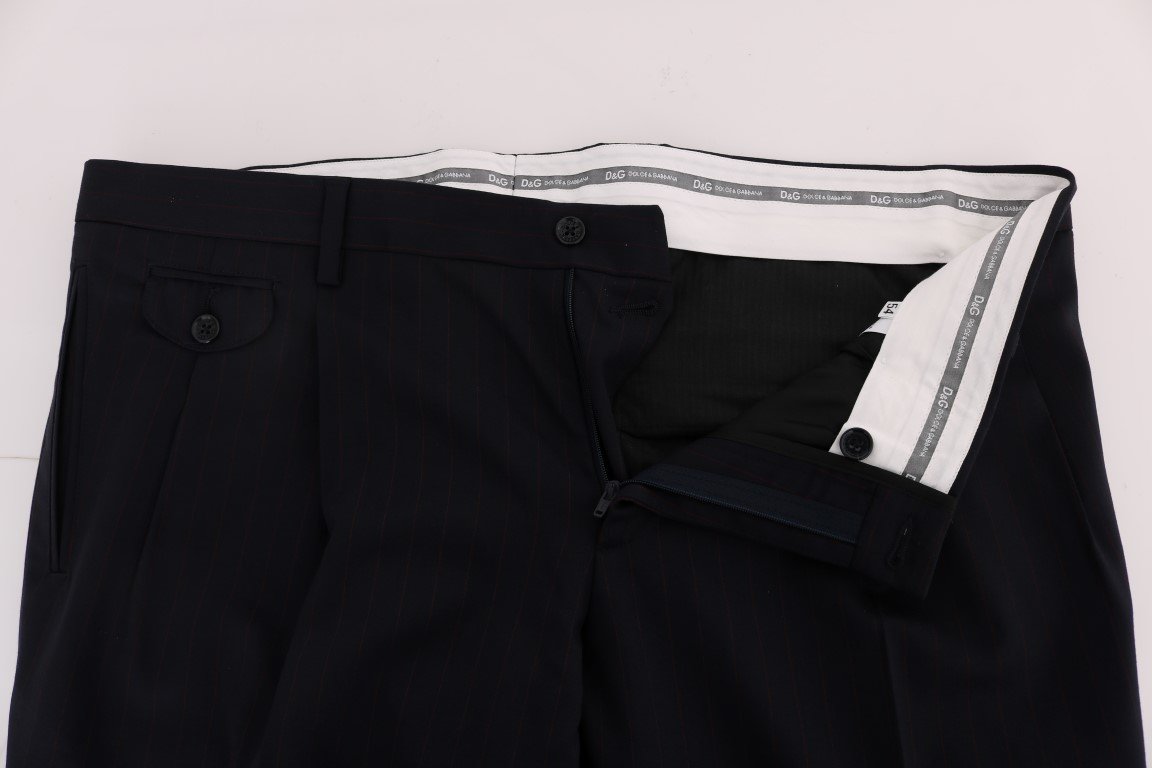 Blue Striped Wool Stretch Pants