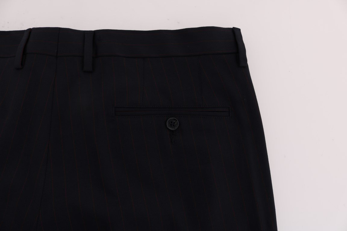 Blue Striped Wool Stretch Pants