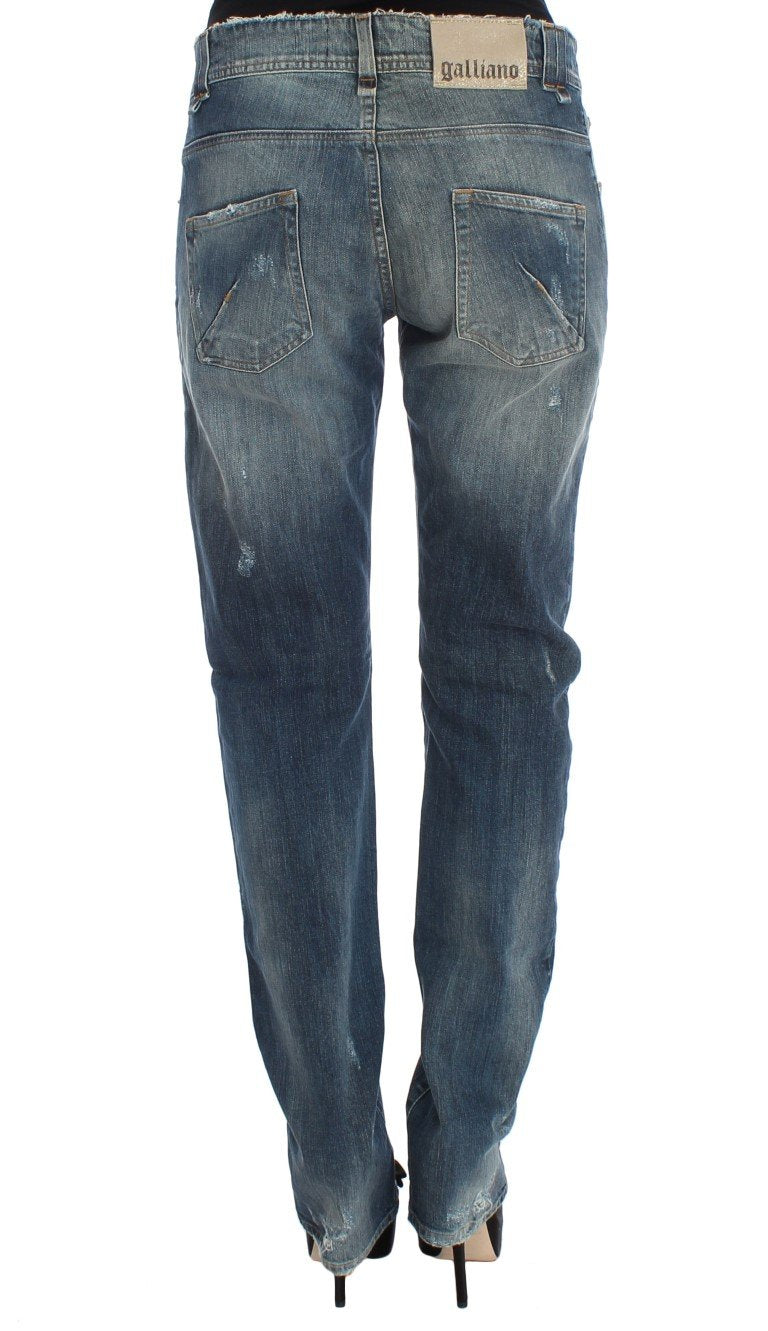 Blue Wash Cotton Blend Boyfriend Fit Jeans