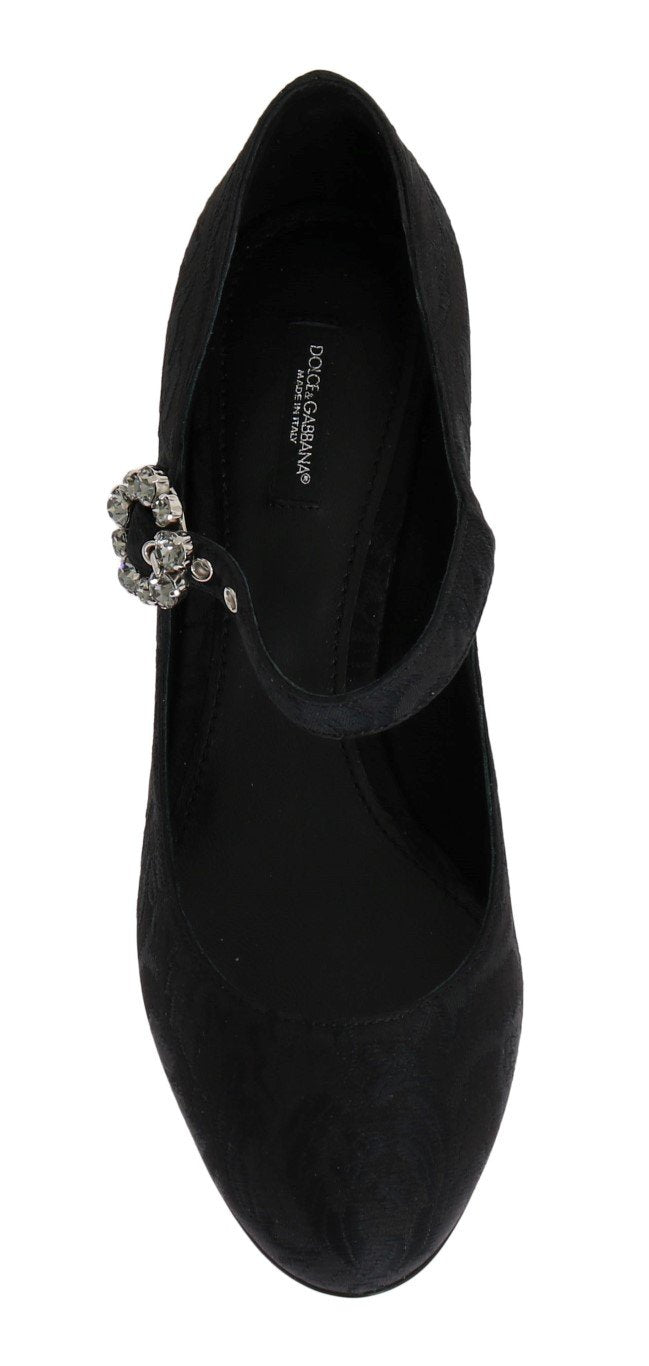 Black Canvas Leather Mary Janes Shoes