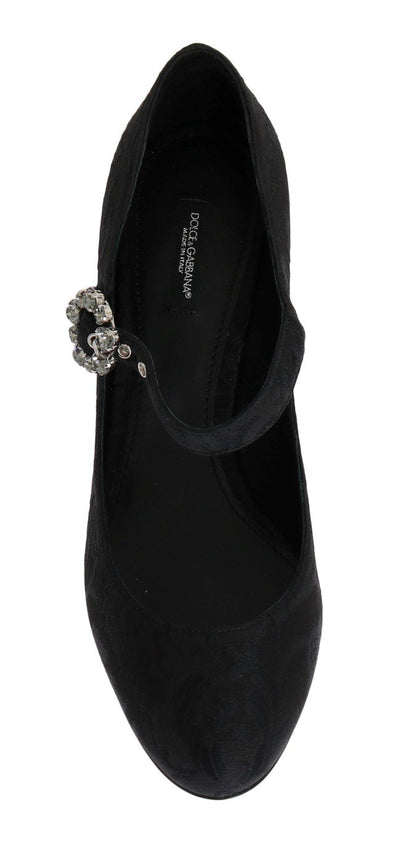 Black Canvas Leather Mary Janes Shoes
