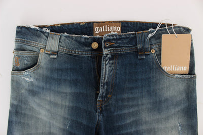 Blue Wash Cotton Blend Boyfriend Fit Jeans
