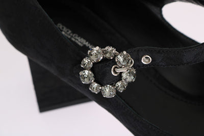 Black Canvas Leather Mary Janes Shoes