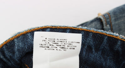 Blue Wash Cotton Blend Boyfriend Fit Jeans
