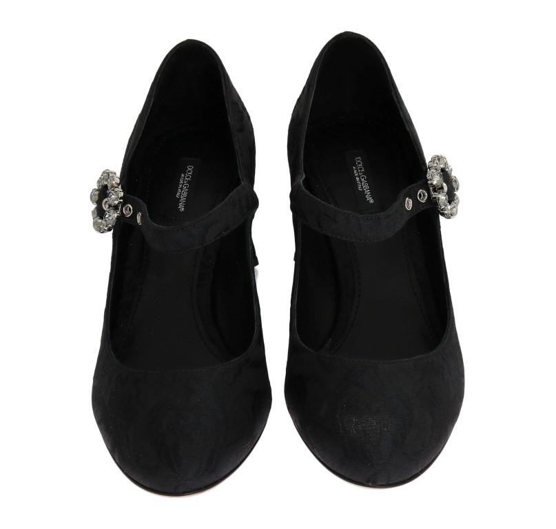 Black Canvas Leather Mary Janes Shoes