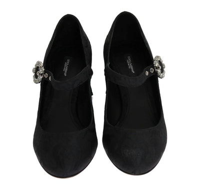 Black Canvas Leather Mary Janes Shoes
