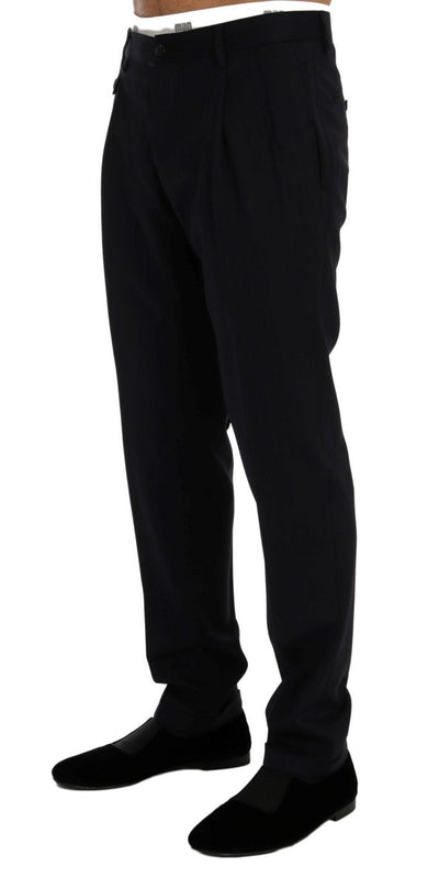 Blue Striped Wool Stretch Pants