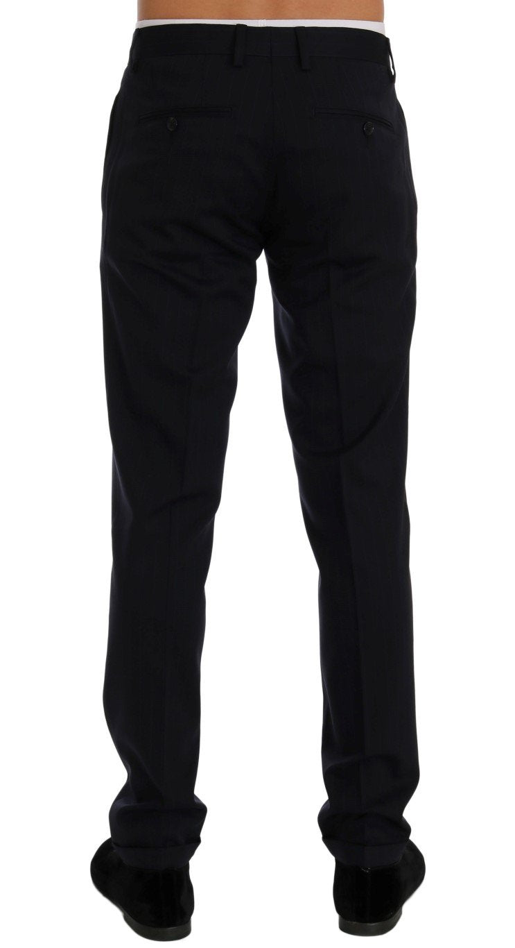 Blue Striped Wool Stretch Pants