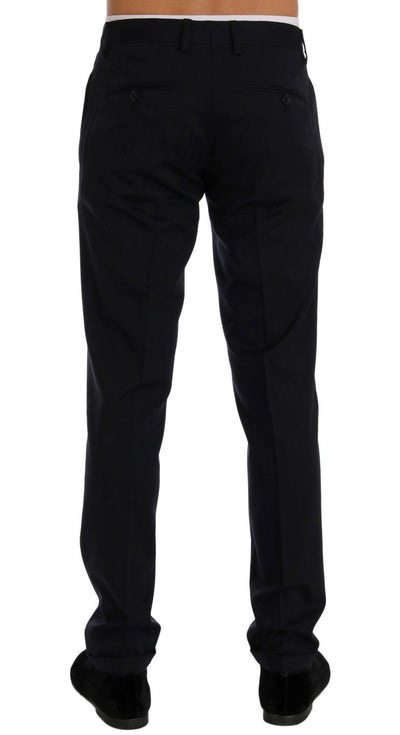 Blue Striped Wool Stretch Pants
