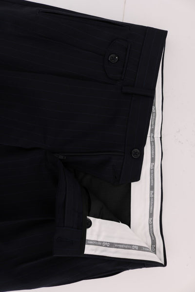 Blue Striped Wool Stretch Pants