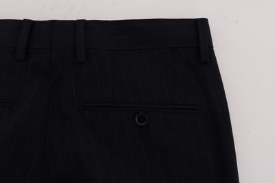 Blue Striped Wool Stretch Pants