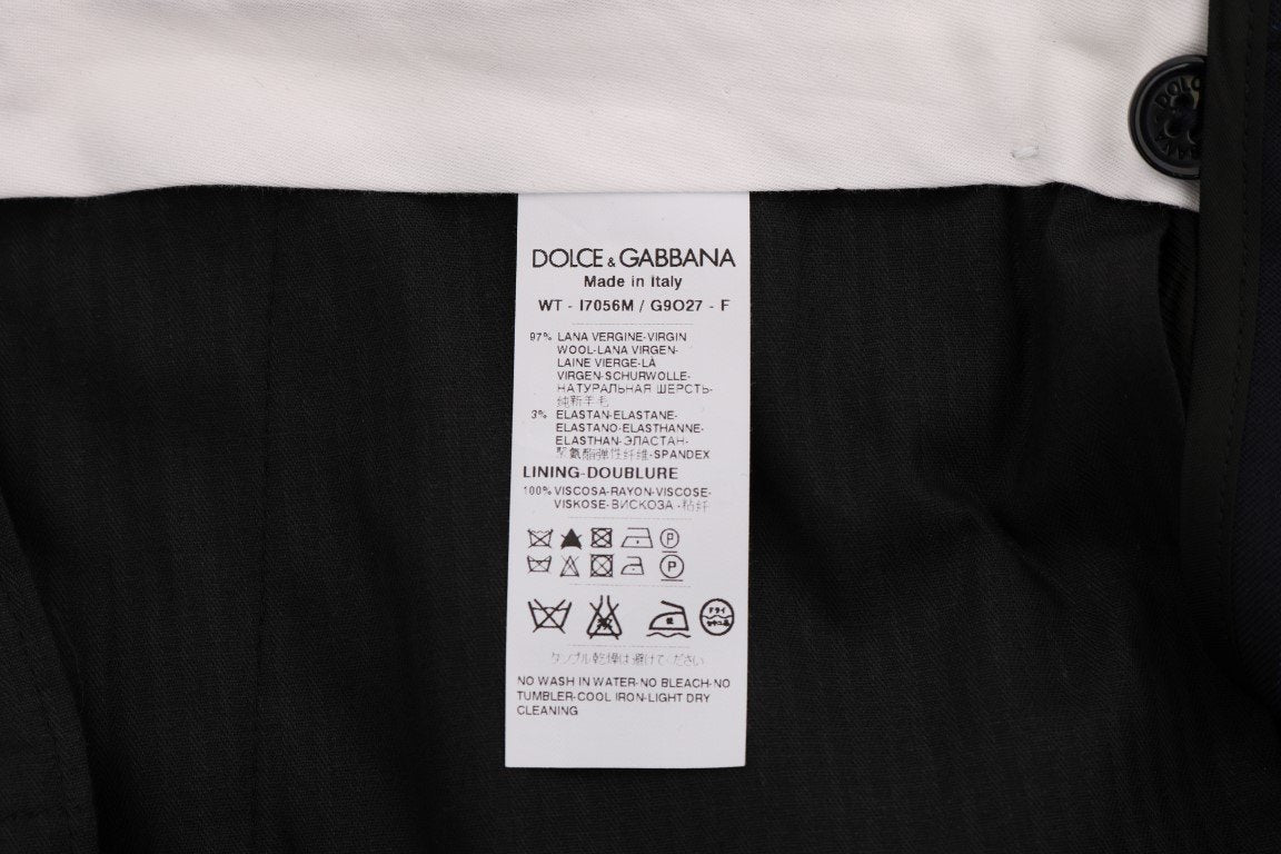 Blue Striped Wool Stretch Pants