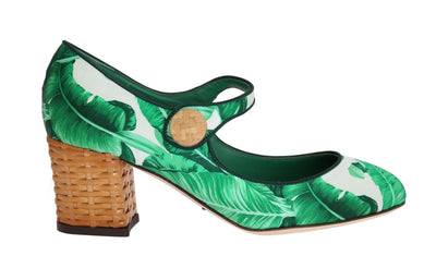 Green Banana Leaves Mary Janes Shoes